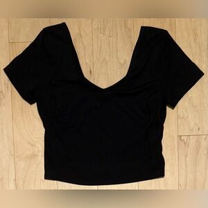 Lululemon Align Short Sleeve V-Neck T-Shirt Cropped Black Women’s 10